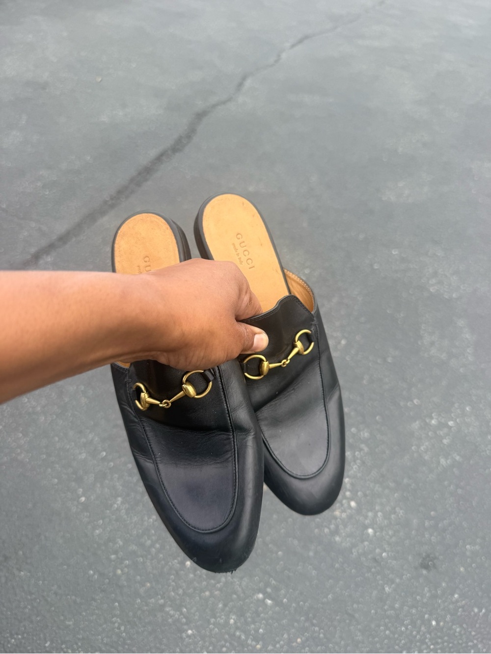 Gucci Black Leather Horsebit Backless Mule
